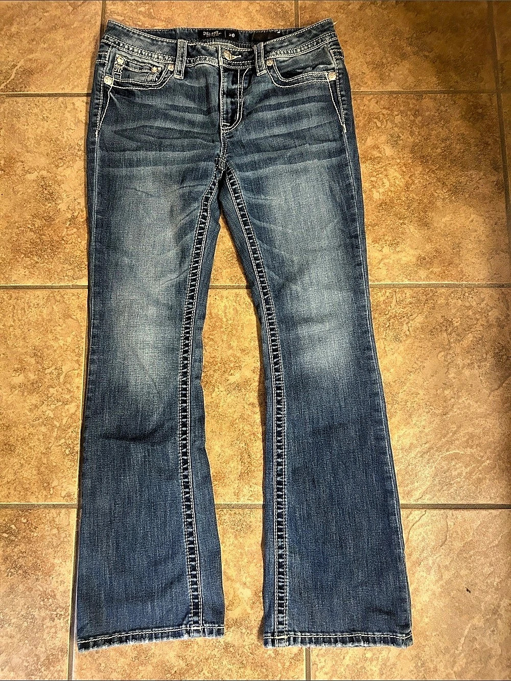 Miss Me Bootcut Jeans in Blue Waist 30